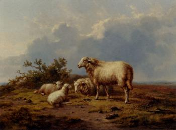 Eugene Joseph Verboeckhoven : Sheep In The Meadow